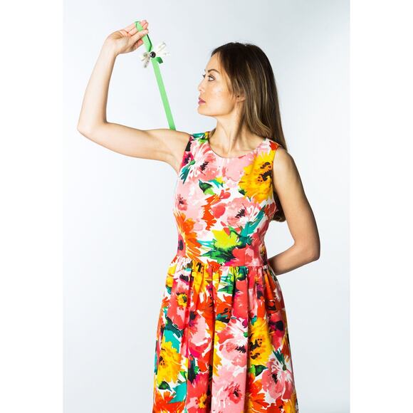 Eliza J Floral Fit and Flare Faille Sleeveless Open Back Classic Dress womens 2 - Picture 5 of 14